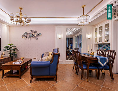 杭州蓝色霞湾98方美式老房翻新装修实拍案例